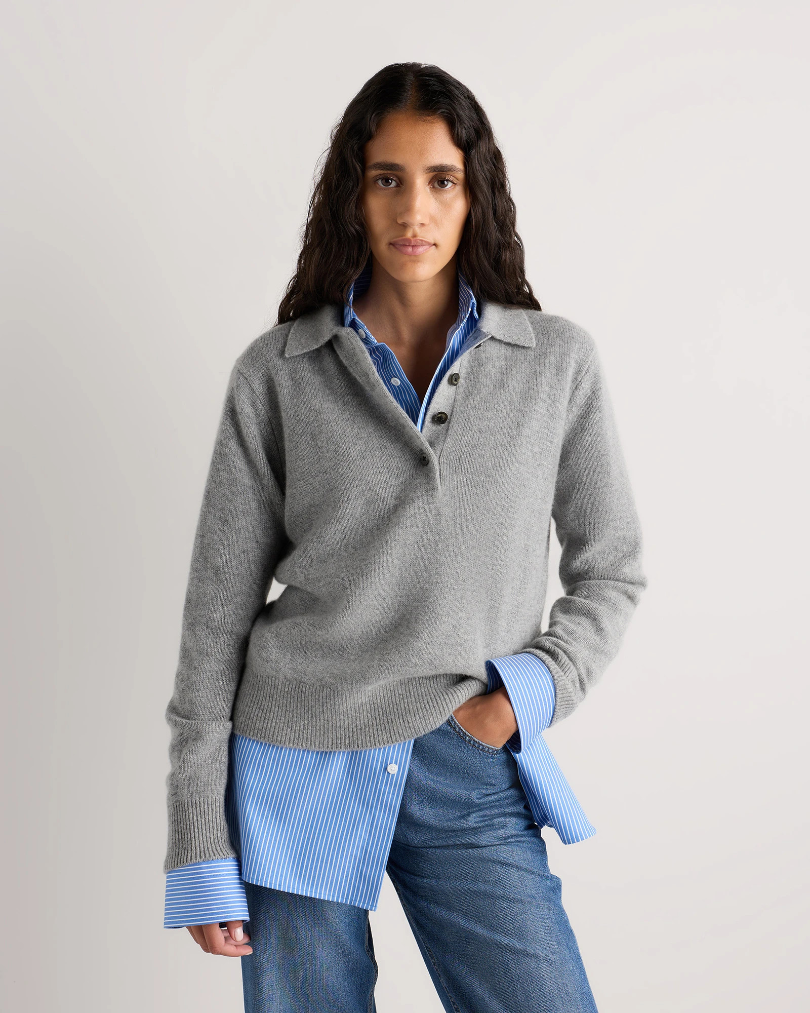 Mongolian Cashmere Button Polo Sweater | Quince