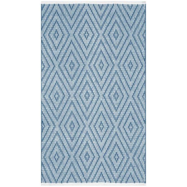 SAFAVIEH Montauk Kimberlyn Geometric Diamond Cotton Area Rug, Blue/Ivory, 2'6" x 4' | Walmart (US)