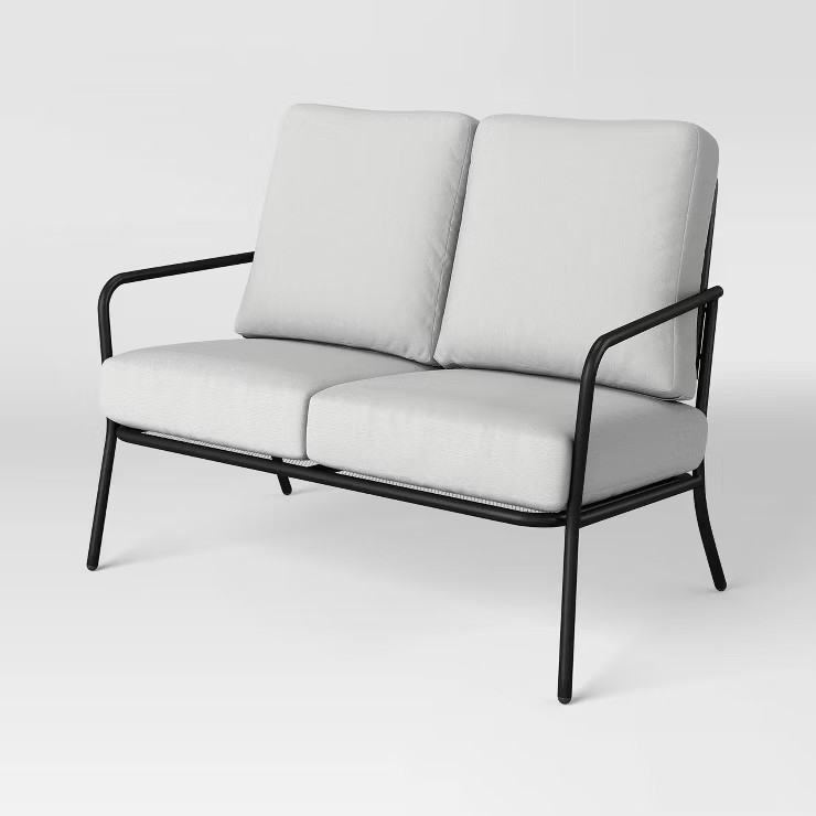 Metal Mesh Loveseat with Double Cushions Black/Gray - Room Essentials™ | Target