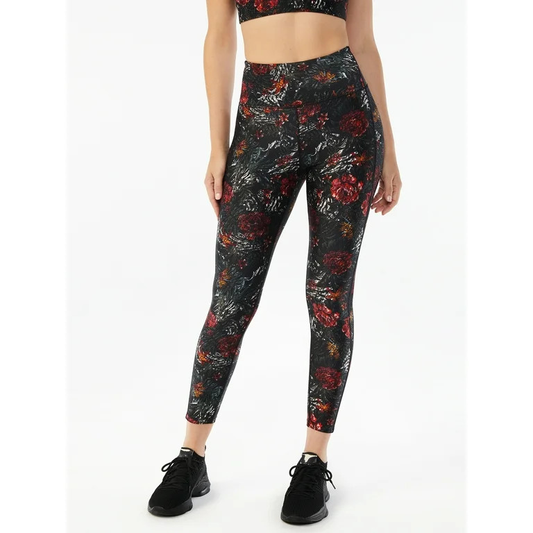 Sofia Active by Sofia Vergara Women's Ribbed Shine Print 25" Leggings | Walmart (US)