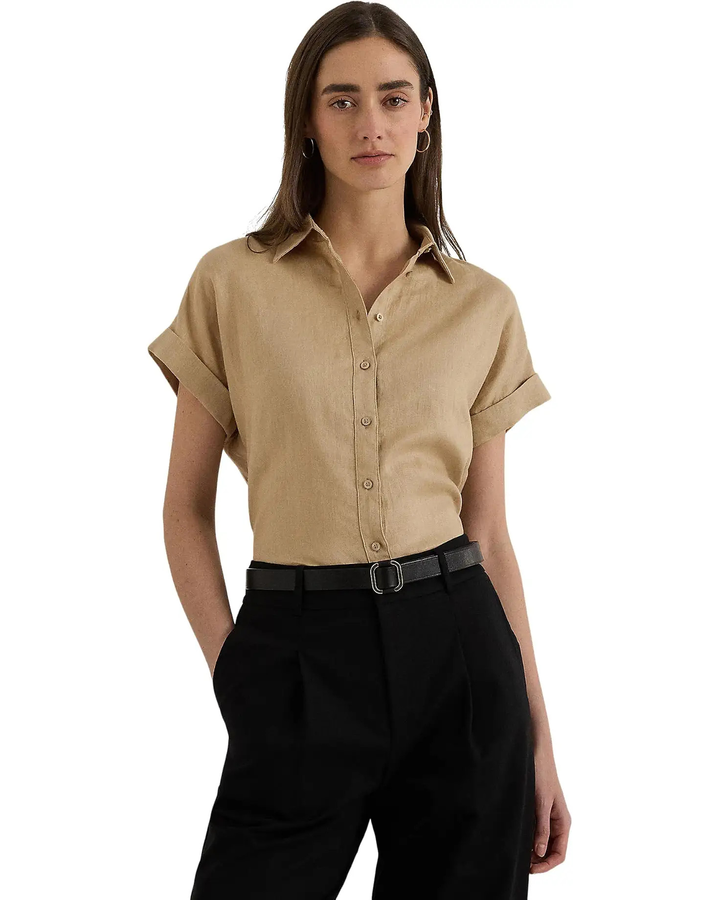 Women's Lauren Ralph Lauren Linen Dolman-Sleeve Shirt | Zappos.com