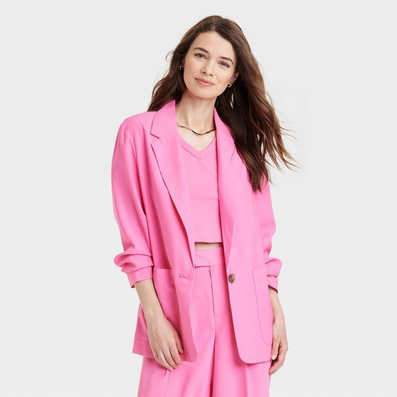 Women's Linen Relaxed Fit Spring Blazer - A New Day | Target