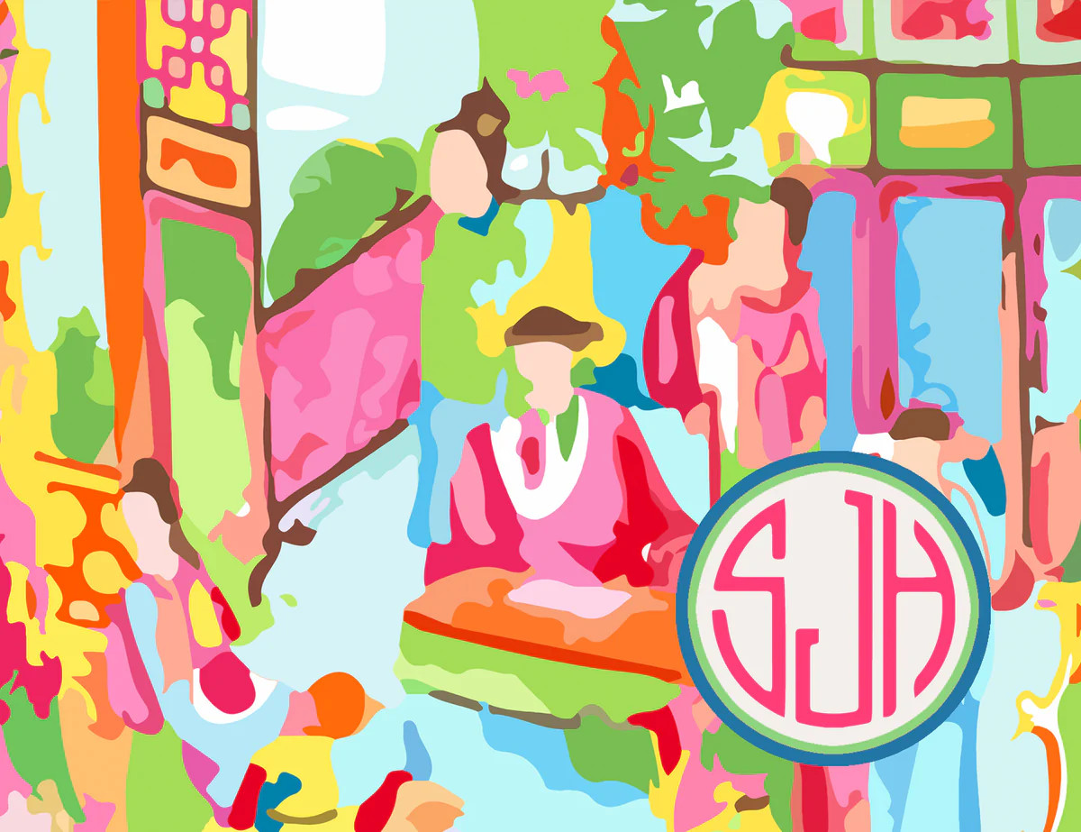 Famille Rose-Inspired Personalized Folded Note Cards | Taylor Beach Design