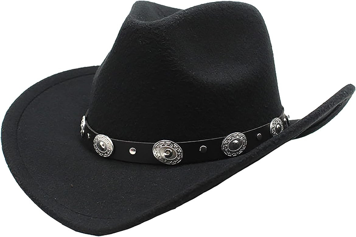 Classic Western Cowboy Hat for Women and Men Roll Up Wide Brim Felt Fedora Hats Cowgirl Hat with ... | Amazon (US)