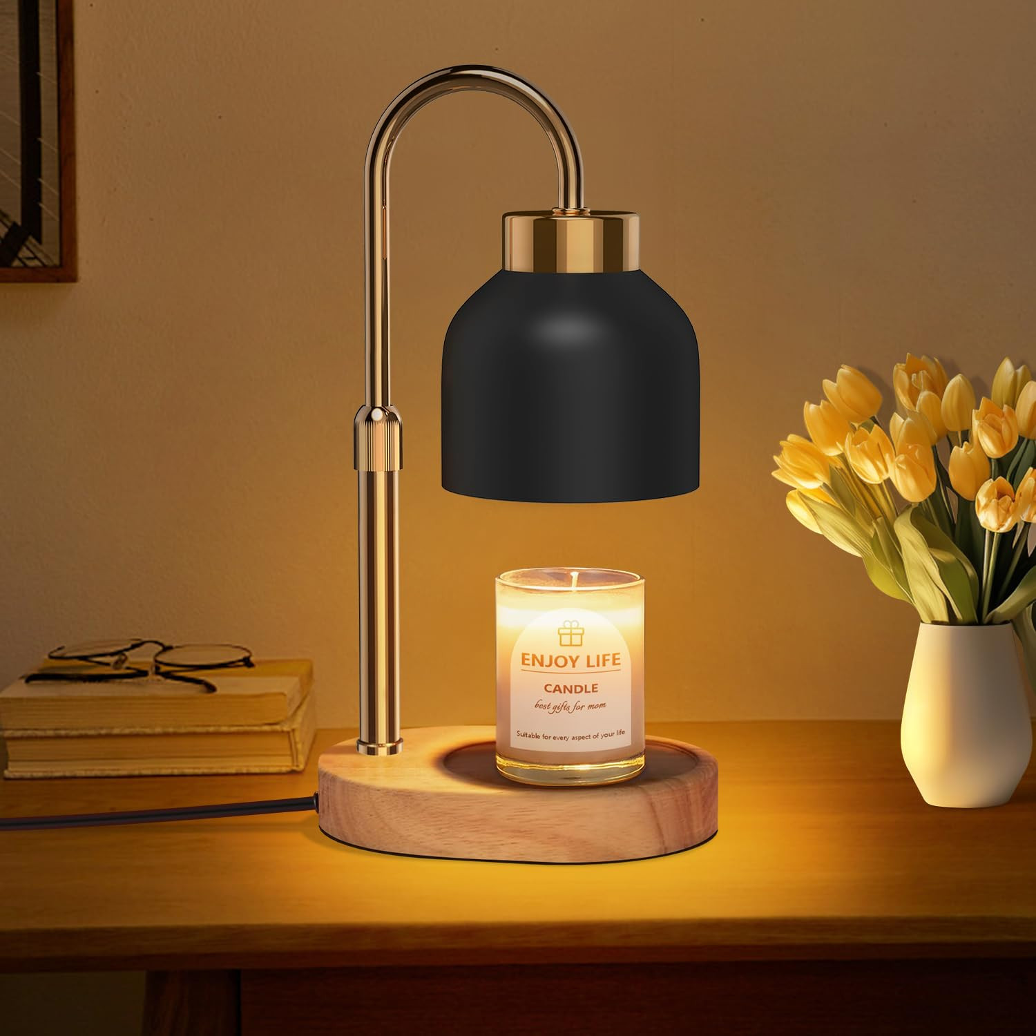 Candle Warmer Lamp with Dimmer Adjustable Height, 2/4/8H Timer,Vintage Home Decor for Scented Jar... | Amazon (US)