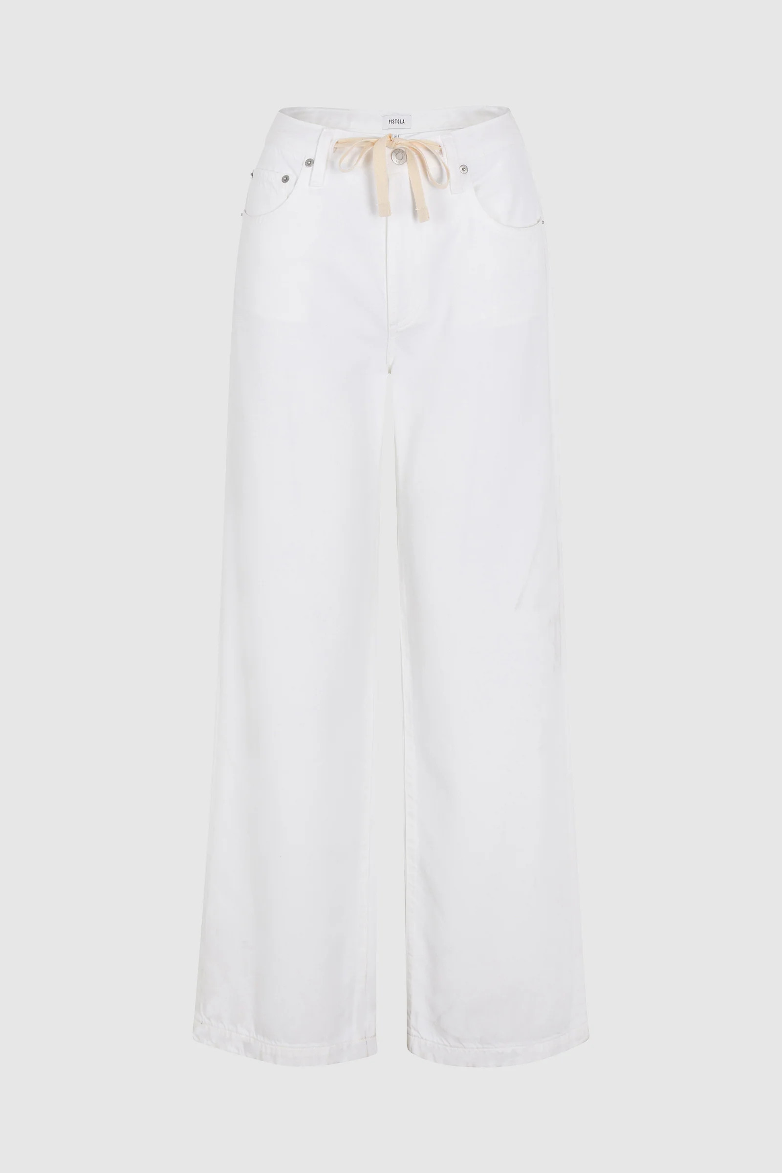 PETITE Jadyn Mid Rise Drawstring Palazzo Jean - Optic White | Pistola Denim