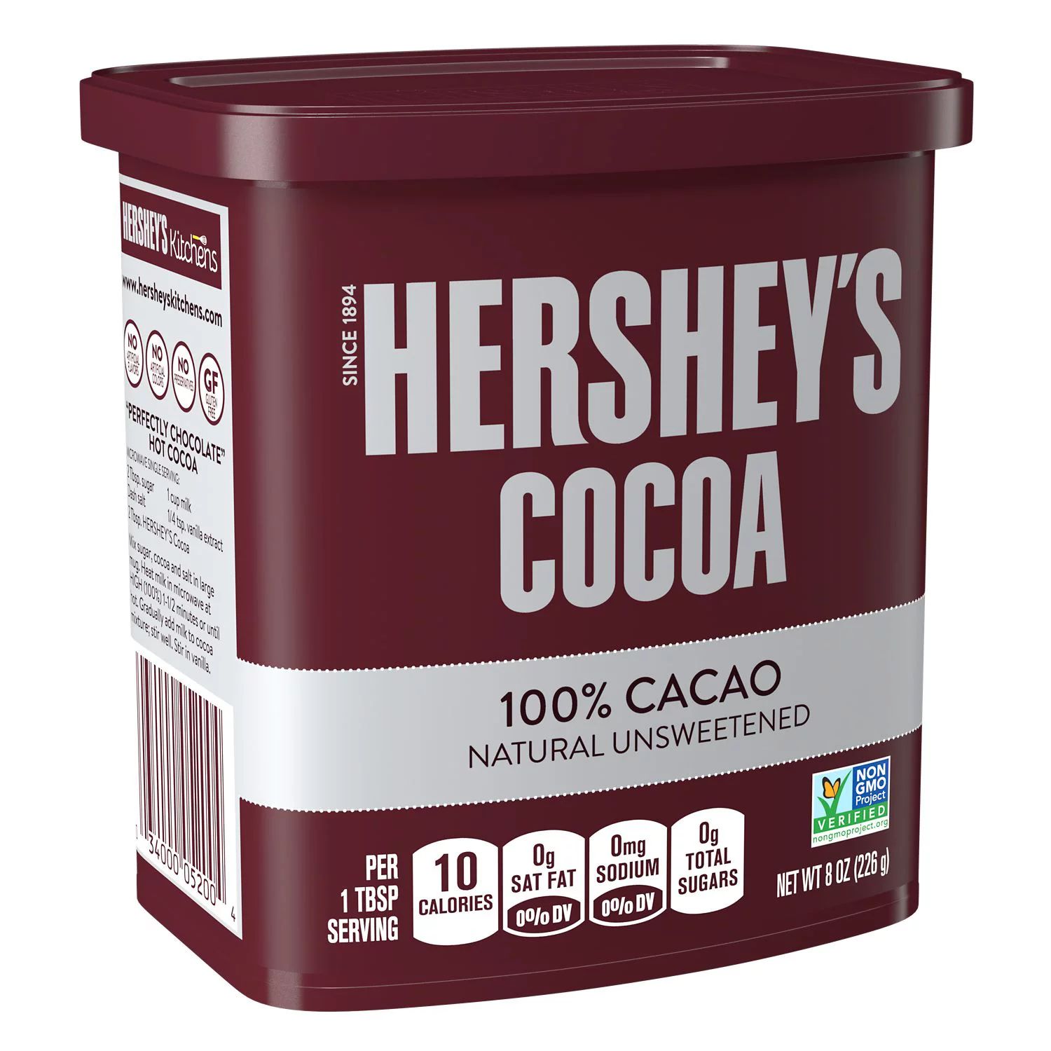 HERSHEY'S, Naturally Unsweetened Cocoa, Baking Cocoa, 8 oz, Container | Walmart (US)