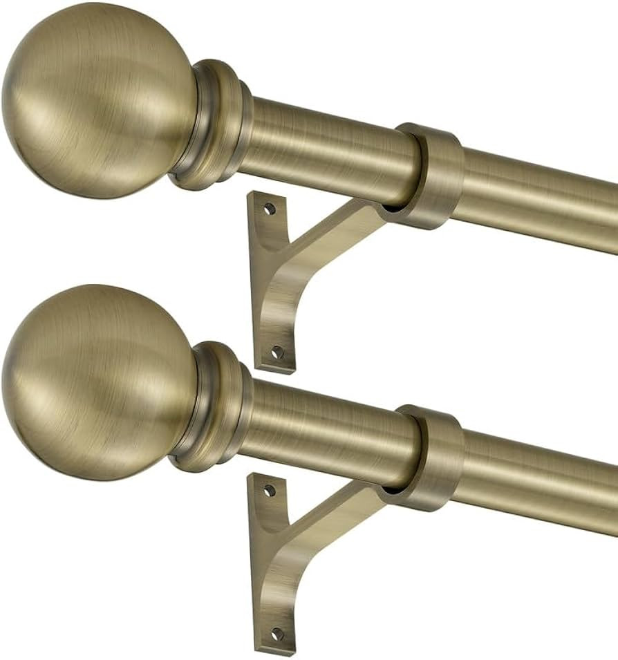 Antique Bronze Curtain Rods 48-84", Decorative Curtain Rod with Ball Finials, 1 Inch Diameter Hea... | Amazon (US)