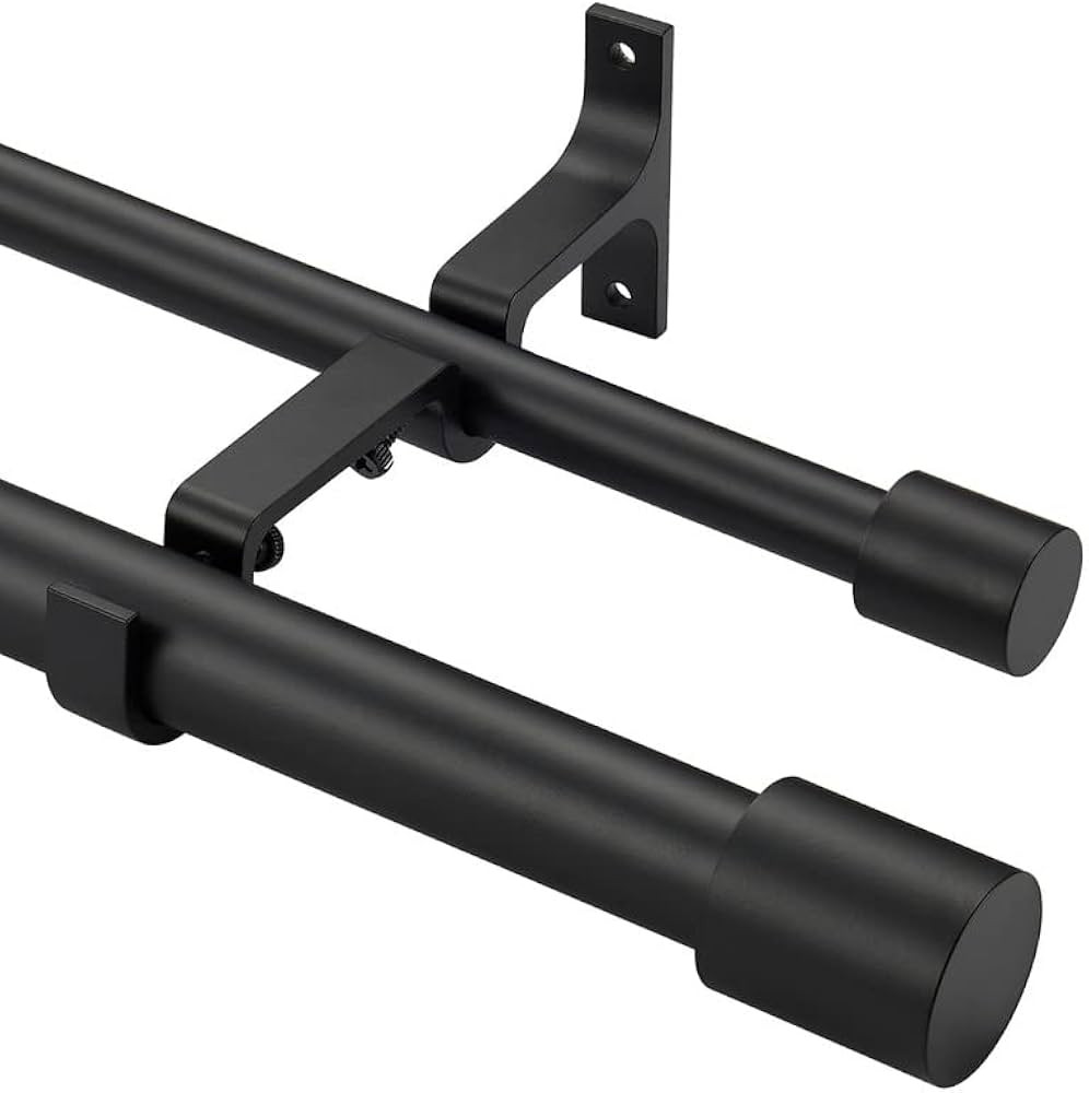 Matte Black Double Curtain Rods 72-144", Decorative Double Drapery Rods with Cap Finials, 1 Inch ... | Amazon (US)