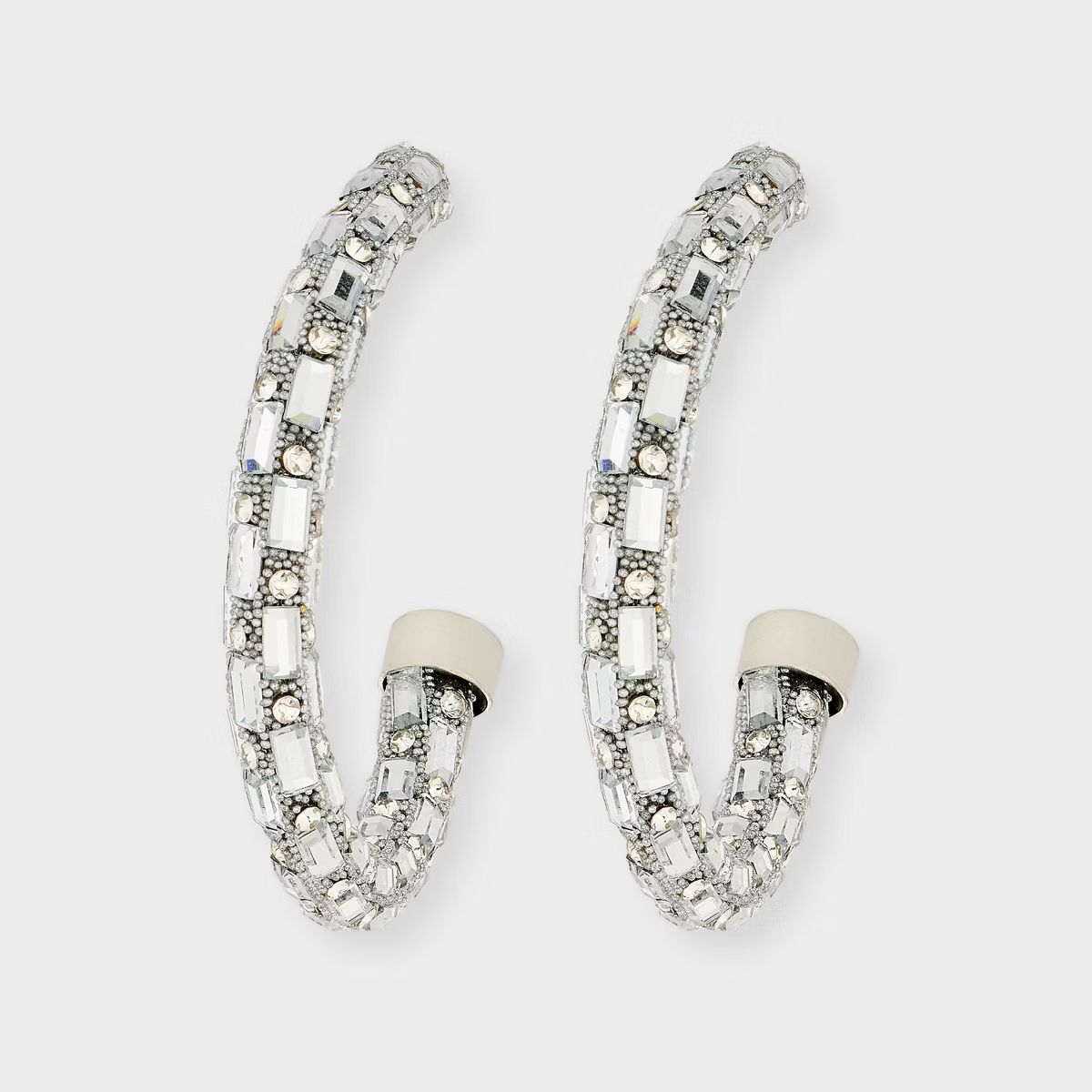 Clear Crystal Hoop Earrings - Wild Fable™ Silver | Target