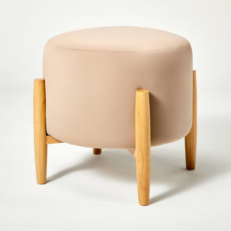 Elroy Round Velvet Ottoman with Wooden Legs - Threshold™ designed with Studio McGee | Target