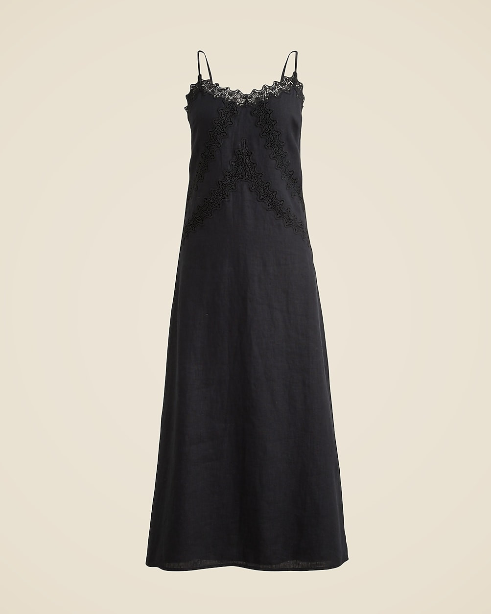 Lace-trim slip dress in linen | J. Crew US