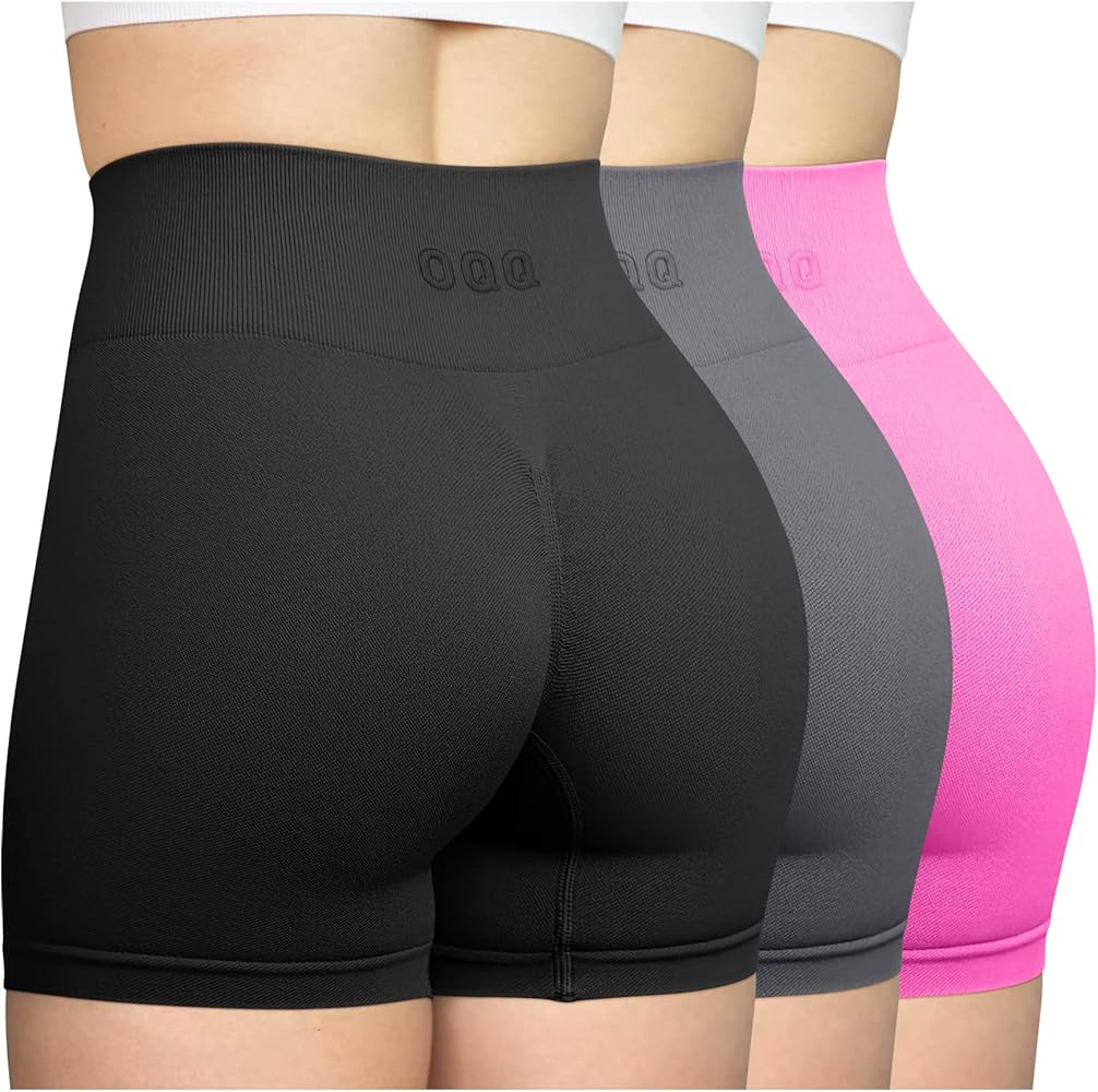 OQQ Women's 3 Piece Workout Shorts Seamless High Waist Butt Liftings Exercise Athletic Shorts | Amazon (US)