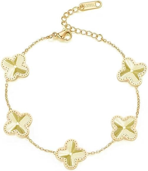 LYTWS 18K Gold Plated Lucky Flower Bracelet |Adjustable Bracelets| Cute Link Bracelets Jewelry Gi... | Amazon (US)