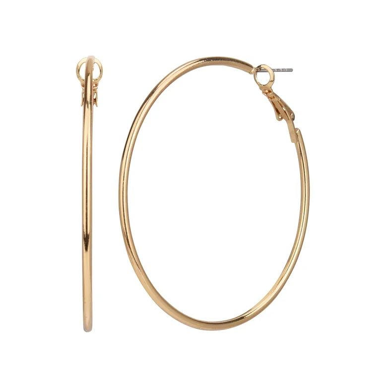 Time and Tru Women's Gold Tone Metal Hoop Earring | Walmart (US)