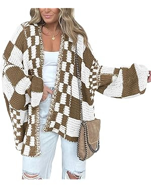 BTFBM Casual Cardigan Sweater for Women Fall 2025 Long Sleeve Open Front Chunky Knit Sweaters Che... | Amazon (US)