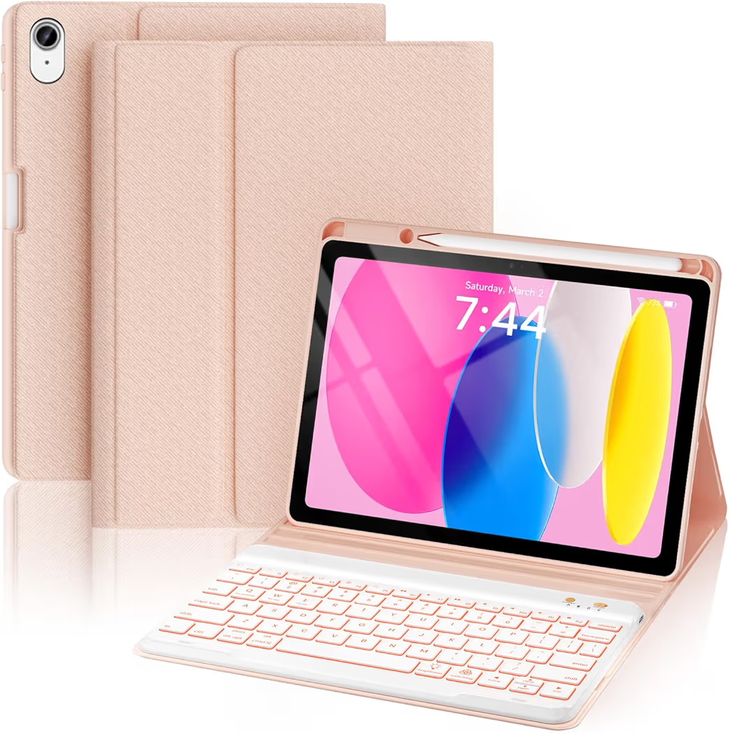 OYEEICE for iPad 11th (A16) &10th Generation Case with Keyboard - 7 Color Backlit Wireless Detach... | Amazon (US)