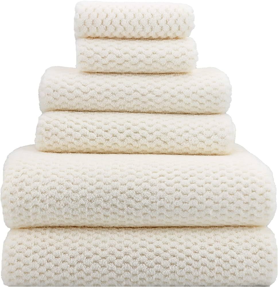 YTYC Towels,29x59 Inch Large Bath Towels Set of 6 Piece Quick Dry Super Soft Light Weight Microfi... | Amazon (US)