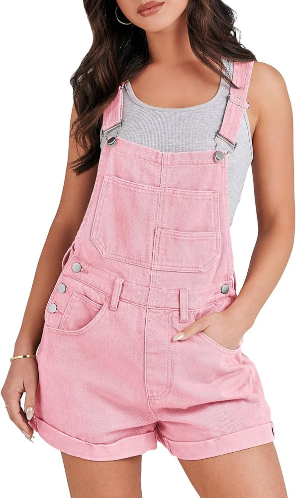 ANRABESS Womens Overalls Shorts Denim Rompers Loose Fit Sleeveless Adjustable Strap Jean Jumpsuit... | Amazon (US)