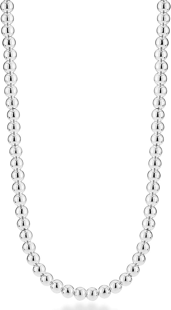 Miabella Italian 925 Sterling Silver Handmade 4mm Bead Ball Strand Chain Necklace for Women, Made... | Amazon (US)