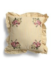 18x18 Striped Floral Embroidered Pillow | TJ Maxx