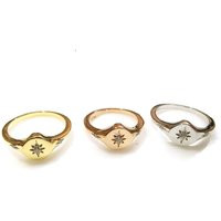 Sterling Silver Signet Ring, Cz North Star Polaris Unique Starburst Celestial Ring | Etsy (US)