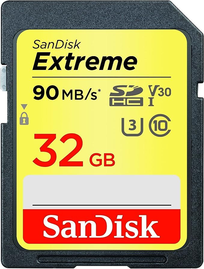 SanDisk 32GB Extreme SDHC UHS-I Memory Card - 90MB/s, C10, U3, V30, 4K UHD, SD Card - SDSDXVE-032... | Amazon (US)