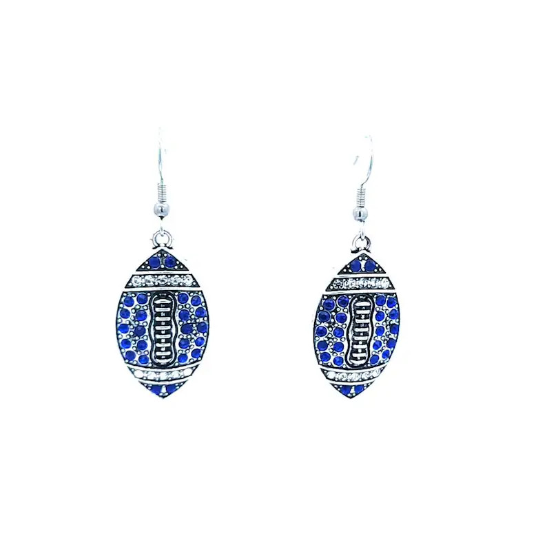 Blue and White Football Charm Earrings for Detroit Lions Fan | Etsy (Global)