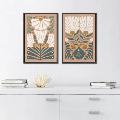 Garden Silhouettes Abstract Flora In Calming Neutrals Modern Art Wall Decor Artwork Nordic Nature 2 Pieces | Wayfair North America