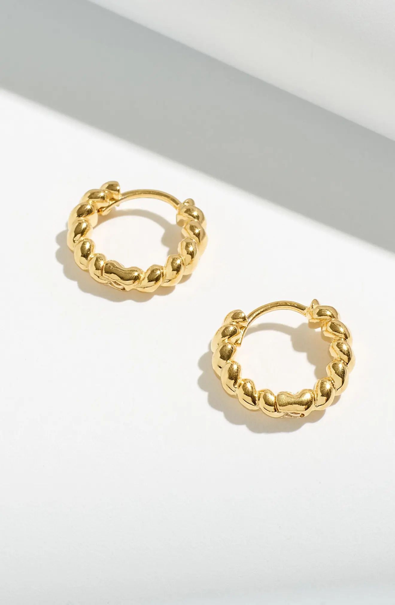 Madewell Delicate Collection Demi Fine 14K Gold Plate Puffed Huggie Hoop Earrings at Nordstrom | Nordstrom