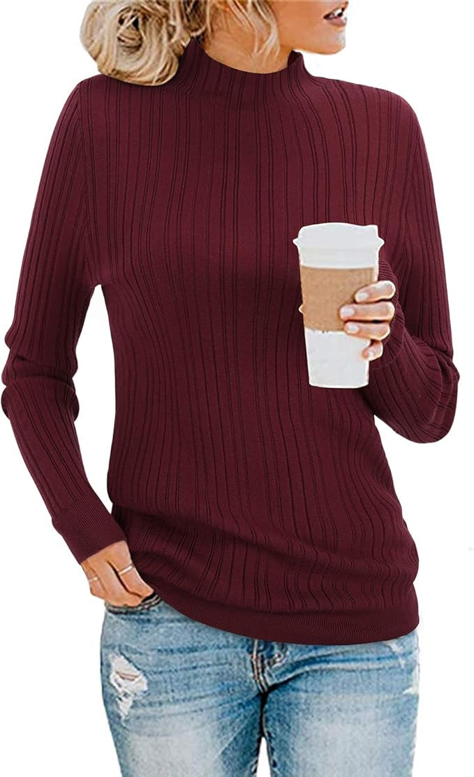 KILIG Women’s Long Sleeve Soft Mockneck Pullover Sweater Fitting Basic Turtleneck Sweater Tops | Amazon (US)