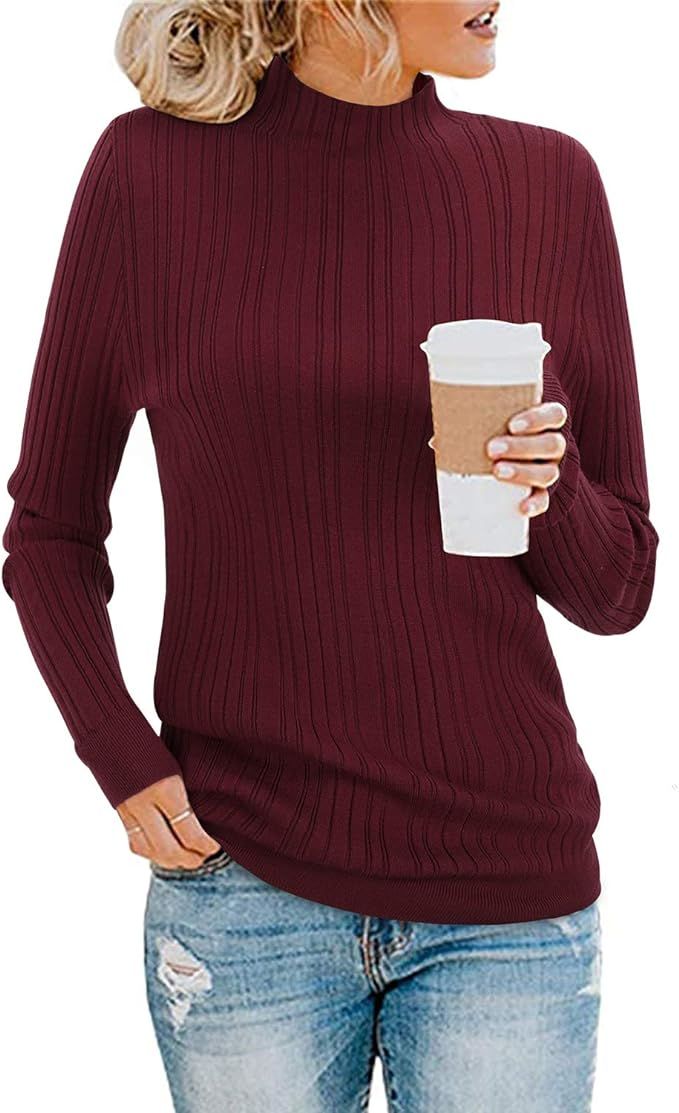 KILIG Women’s Long Sleeve Soft Mockneck Pullover Sweater Fitting Basic Turtleneck Sweater Tops | Amazon (US)