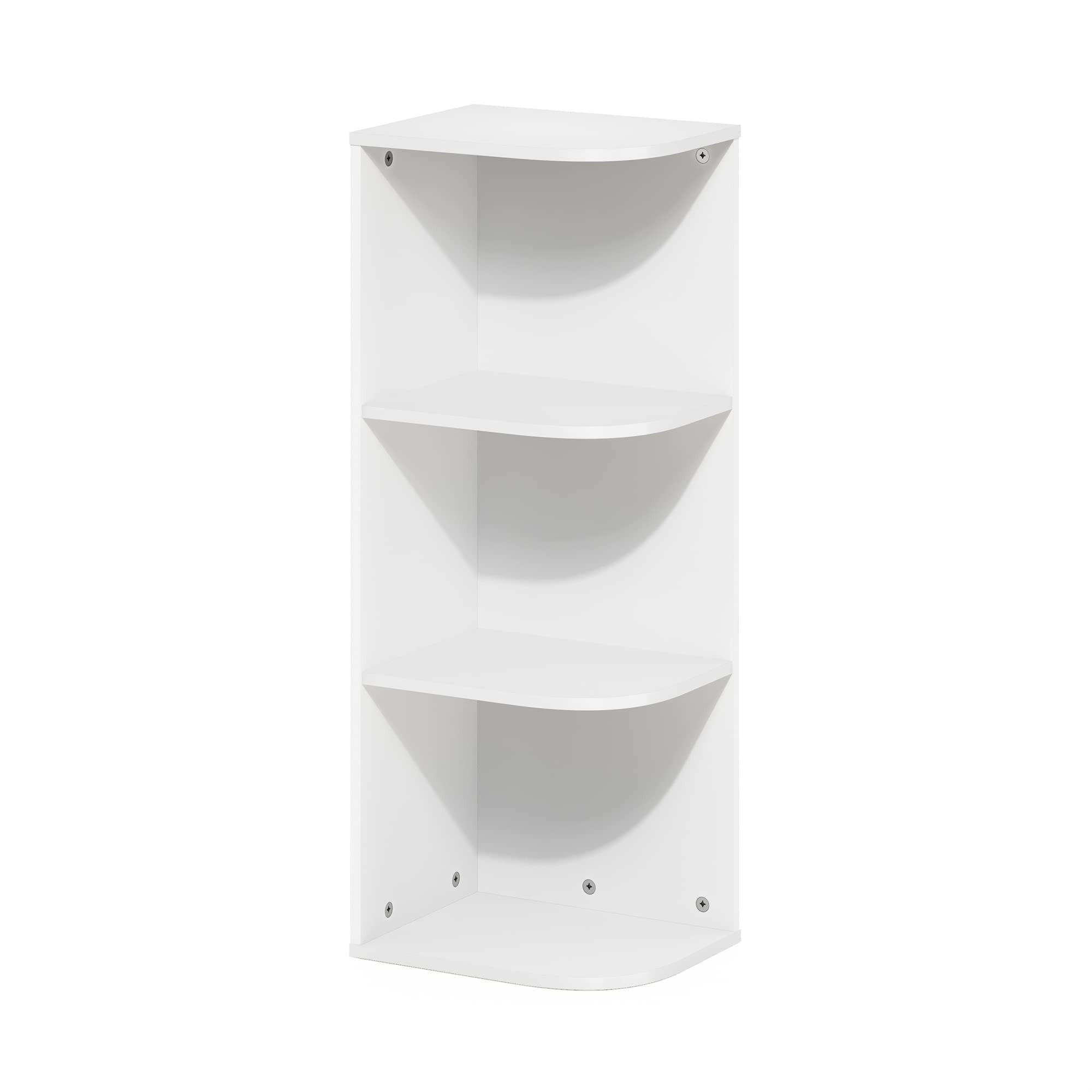 Furinno Pasir 3-Tier Corner Open Shelf Bookcase, White | Amazon (US)