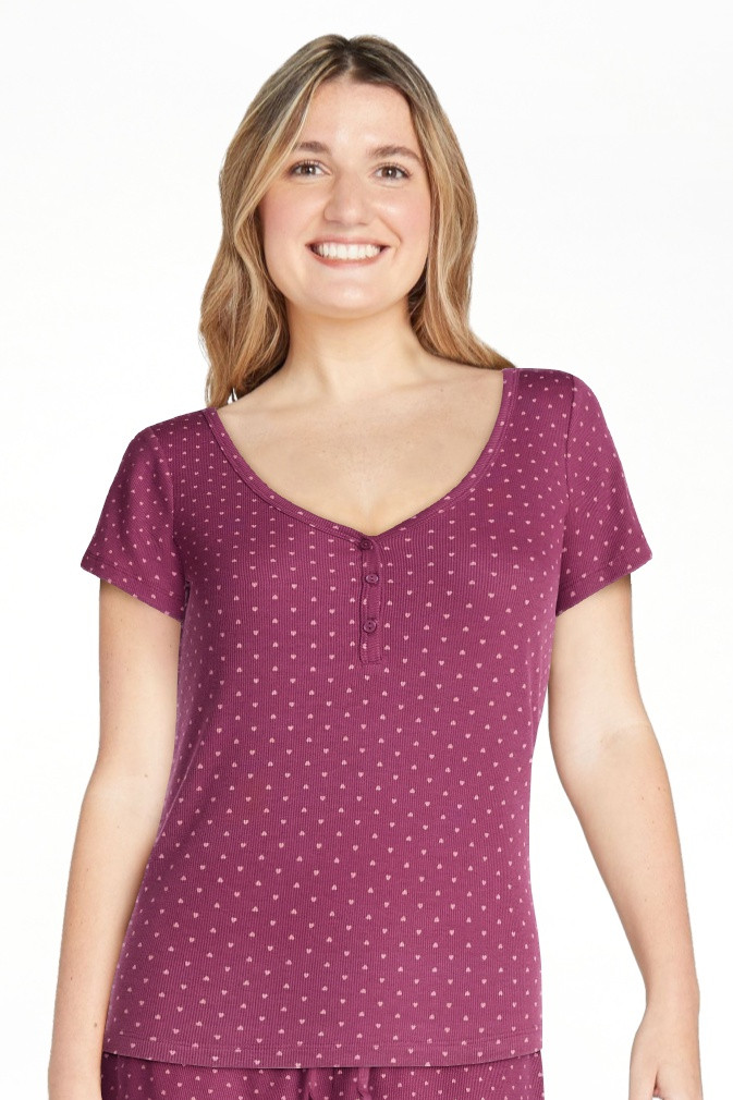 Joyspun Women\u2019s Modal Blend Ribbed Henley Sleep Top, Sizes XS-3X | Walmart (US)