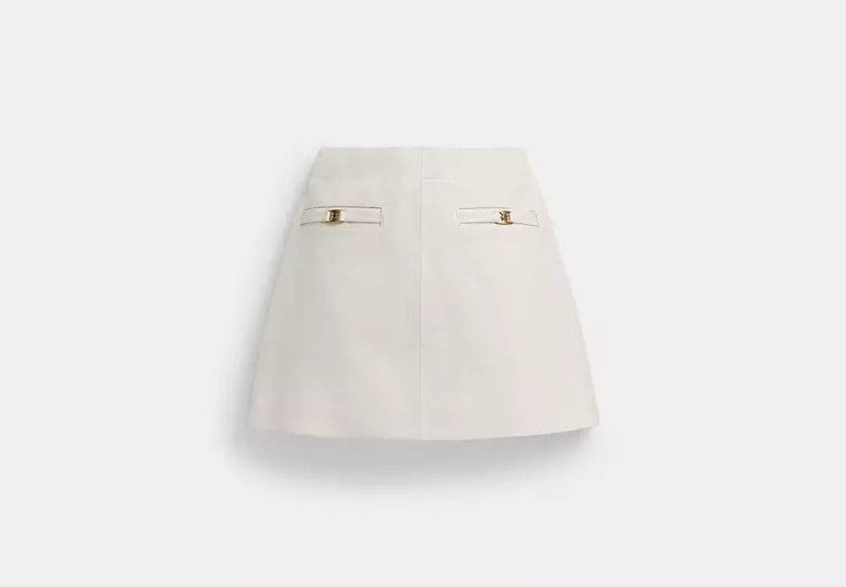 Coach Outlet Heritage C Leather Skirt - White, Size: 0 | Coach Outlet US