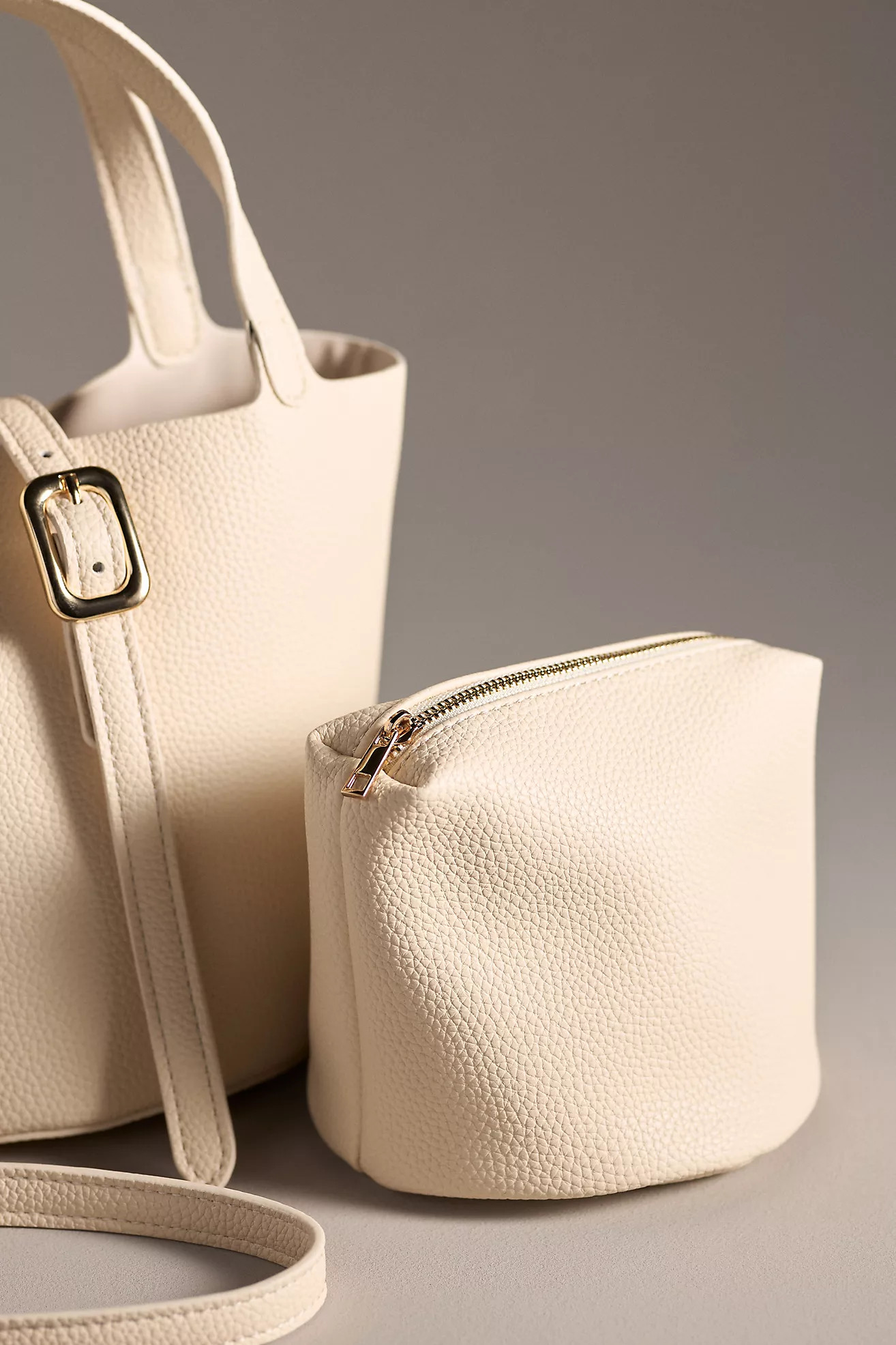 Mini Pebbled Faux-Leather Bucket Bag | Anthropologie (US)