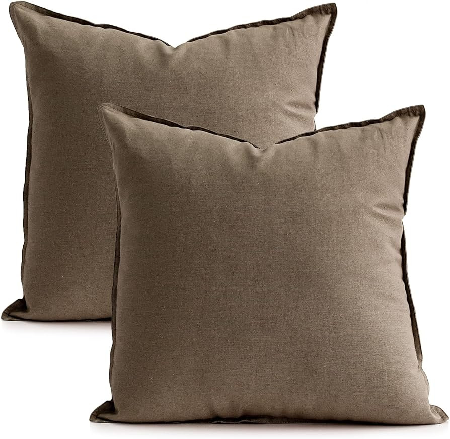 Jeanerlor Set of 2 Decorative 26"x26" Cotton Linen Chair Throw Pillow Case Green for Sofa Durable... | Amazon (US)