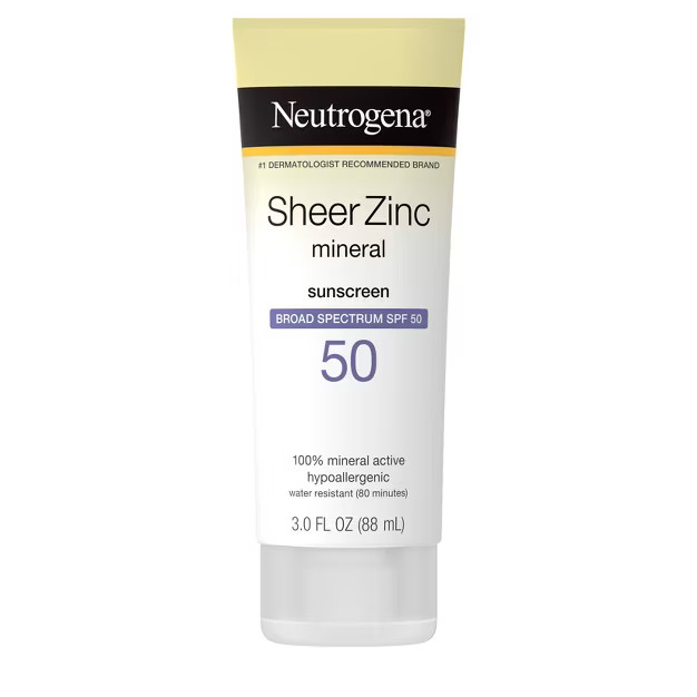 Neutrogena Sheer Zinc Mineral Sunscreen Lotion - SPF 50 - 3 fl oz | Target