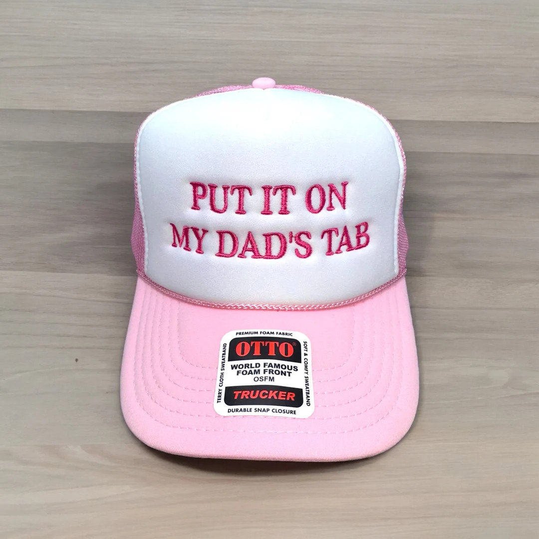 Put It on My Dad's Tab Embroidered Hat Bachelorette Party Bridal Shower Bride Accessories Custom ... | Etsy (US)