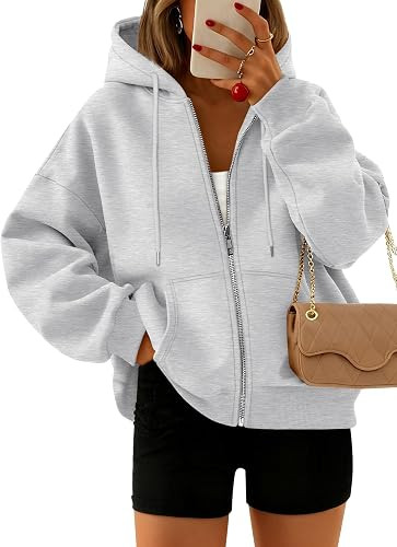 Trendy Queen Zip Up Hoodies For Women Cropped Sweatshirts Fall Fashion Outfits 2025 Y2k Fleece Te... | Amazon (US)