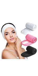 Spa Headband - Denfany 3 Pack Ultra Soft Adjustable Face Wash Headband Terry Cloth Stretch Make U... | Amazon (US)