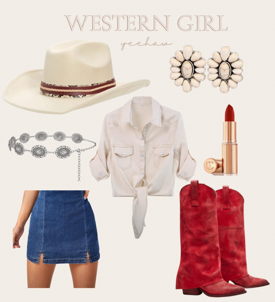 Rodeo outfit
Western outfit 
Red Cowboy boots
Cowboy hat 🤠 
Amazon finds 


#LTKstyletip