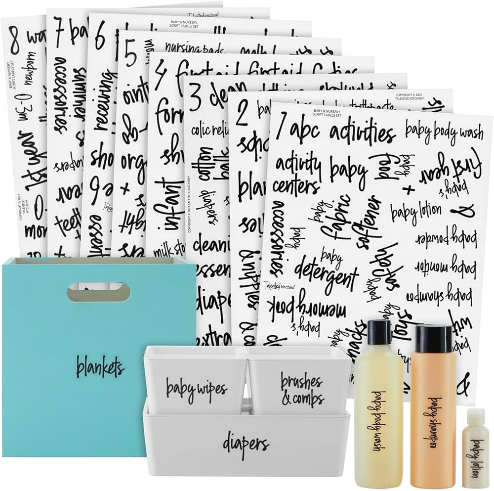 Talented Kitchen Baby & Nursery Labels – 232 Script Kids Bedroom Storage Labels for Dressers, T... | Amazon (US)