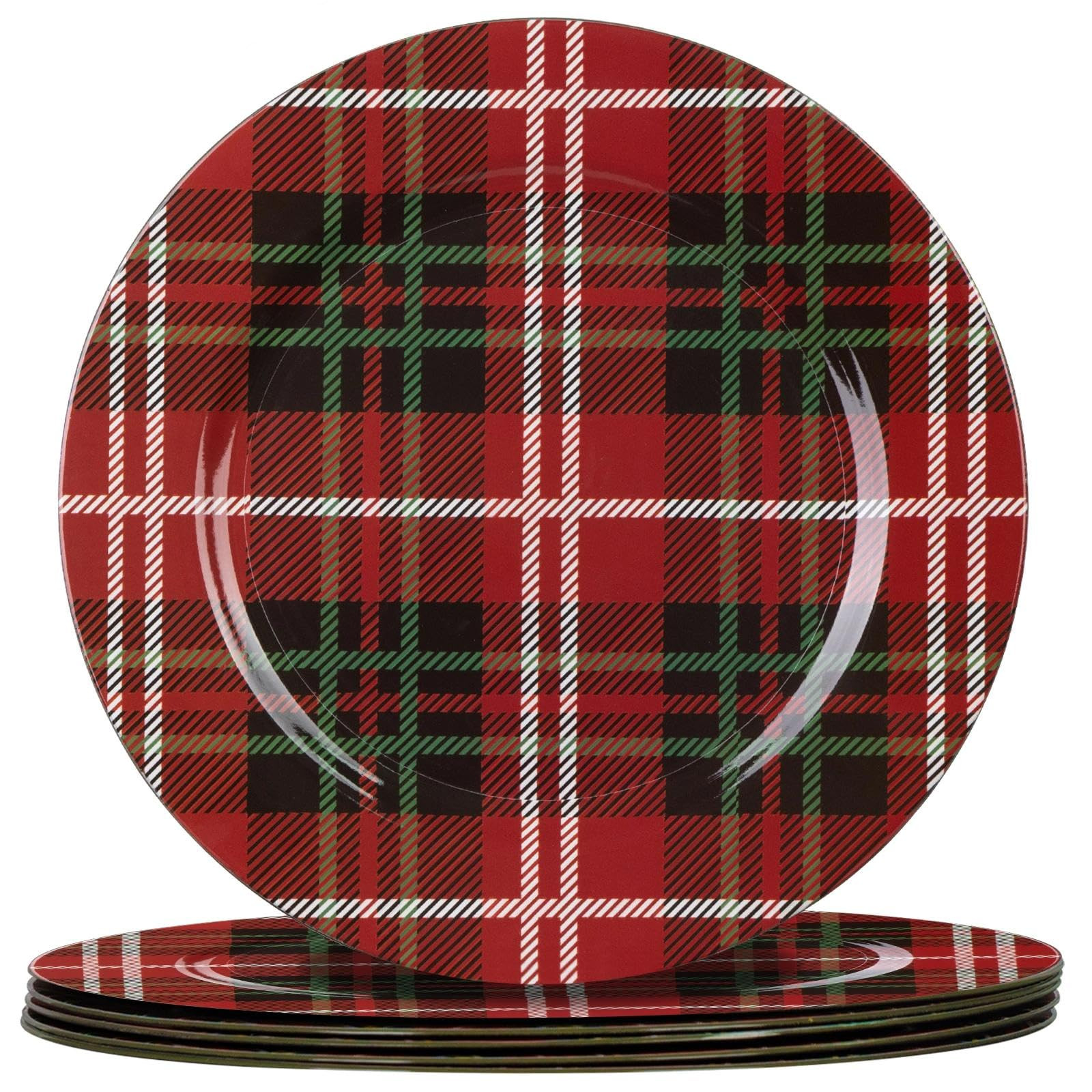 MAONAME Red Charger Plates Set of 6, 13 Inch Plastic Chargers for Dinner Plates, Christmas Plate ... | Amazon (US)