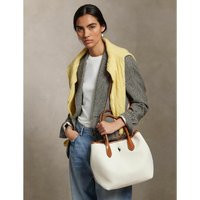 Canvas Tote Bag with Leather Handles and Shoulder Strap | La Redoute (UK)