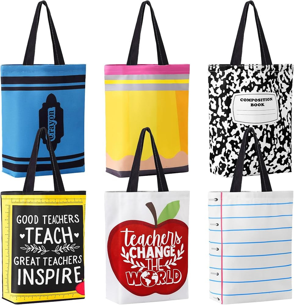 Paterr Teacher Appreciation Gifts Bag Bulk for Women Canvas Tote Bag Thank You Gift Pencil Crayon... | Amazon (US)