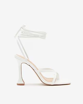 Strappy Lace-Up Sculpted Heel Sandals | Express