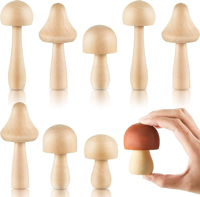 Big Sizes Unfinished Wooden Mushroom Natural Wooden Mushrooms Unpainted Wooden Mushroom for Arts ... | Amazon (US)