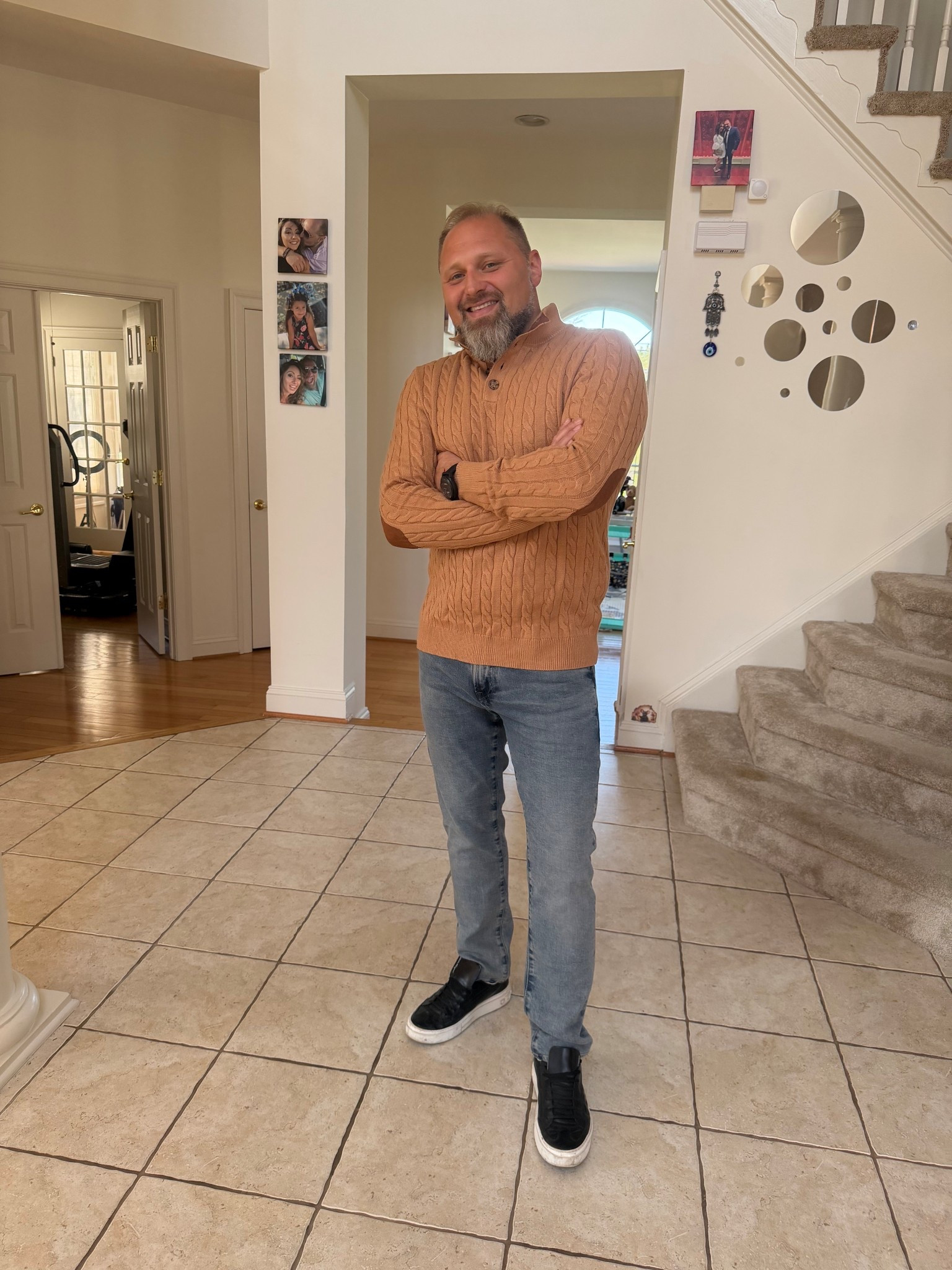 The Sweater That's Too Good to Take Off! 🍂
This cable-knit sweater has quickly become a favorite in our house, and it's easy to see why! It's made from a super-soft, high-quality fabric that'll keep you warm and comfy all season long.
I especially love the details:
• Unique Button-Up Neck: A stylish take on the classic collared look.
• Suede Elbow Patches: Gives it that extra sharp, heritage, and cozy touch.
• Versatile Camel/Tan Color: Pairs perfectly with light or dark wash jeans.
My husband loves this versatile sweater because it’s so soft he doesn't even need an undershirt. You can easily throw it on with jeans for a casual look or layer it under a jacket for a colder evening. It truly works for literally any occasion!
If you’re looking for the perfect gift idea that is cozy, versatile, and really sharp-looking, this is it!
Camel Cable-Knit Sweater with Suede Elbow Patches]

#mensfashion #fallstyle #sweaterweather #cableknit #menswear #cozystyle #giftsforhim #ltk #liketk

#LTKMens #LTKSeasonal #LTKSaleAlert