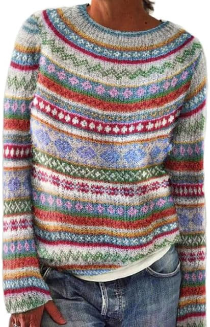 Akivide Womens Pullover Vintage Sweaters Winter Fall Casual Loose Long Sleeve Knitted Sweater Top... | Amazon (US)